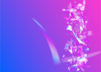 Fototapeta na wymiar Falling Texture. Shiny Flyer. Rainbow Tinsel. Holographic Effect. Purple Laser Glare. Disco Multicolor Template. Bright Art. Luxury Foil. Violet Falling Texture