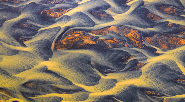 River with orange water in nature