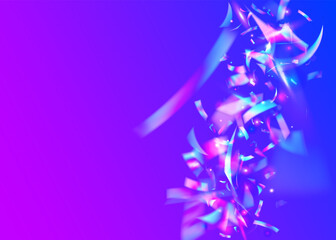 Fototapeta na wymiar Rainbow Confetti. Unicorn Foil. Birthday Texture. Disco Banner. Hologram Background. Laser Abstract Gradient. Webpunk Art. Blue Retro Glitter. Purple Rainbow Confetti