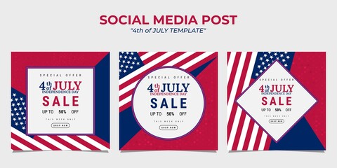 Modern social media post banner template design for US independence day celebration