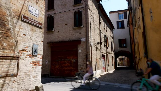Ferrara, Italy, view of Volte medieval street in downtown