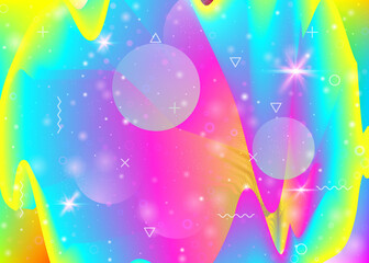Obraz na płótnie Canvas Holographic background with vibrant rainbow gradients. Dynamic fluid. Cosmos hologram.