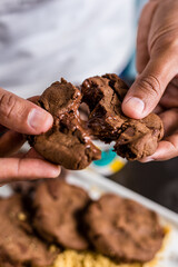 Delicious Cookie Melted Chocolate Classic Hands Nutella Juicy Pie Brownie Dessert Sugar Butter 