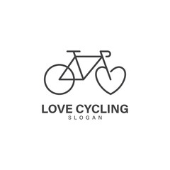 Bicycle logo, love cycling logo design vector template