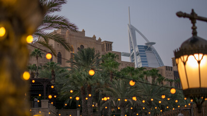 Evening in Dubai with view on Burj Al Arab