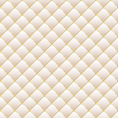 Light diamond shape upholstery luxury background with golden buttons