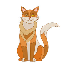 Tabby ginger cat vector isolated character. cartoon kitty portrait.