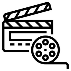Clapperboard and film outline style icon