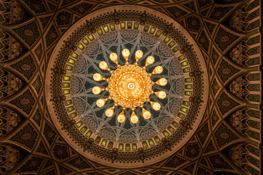 Chandelier in the Sultan Qaboos Grand Mosque, Muscat, Oman