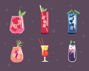 Cocktail drinks icon collection