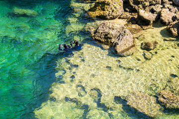Schnorchler am Traunfall in Oberösterreich