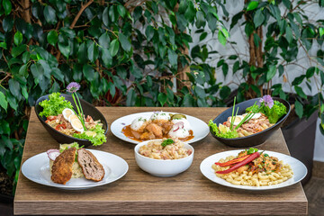 lunch menu on a wooden dining table