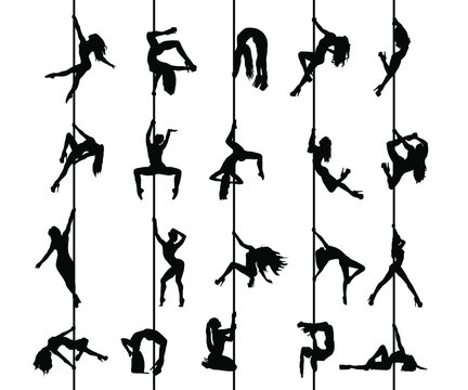 Set of Striptease Dancer silhouette