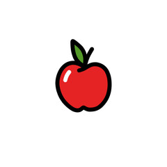 apple doodle icon, vector color line illustration