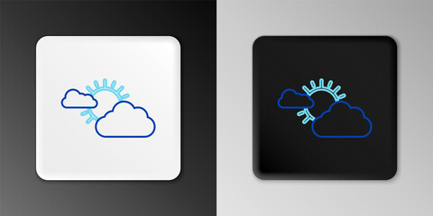 Line Sun and cloud weather icon isolated on grey background. Colorful outline concept. Vector