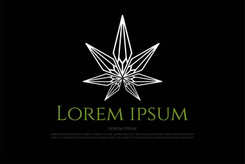 Obraz premium Geometric Diamond Marijuana Cannabis Ganja Leaf Leaves for Hemp CBD Oil Logo Design Vector