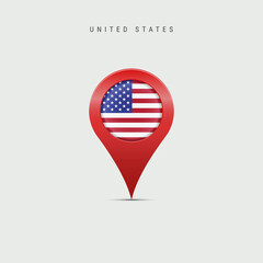 Teardrop map marker with flag of United States. Vector illustration