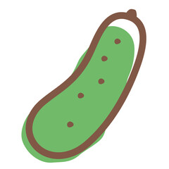 かわいいきゅうりのイラスト_手書き風