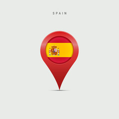 Teardrop map marker with flag of Spain. Vector illustration
