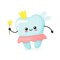 tooth fairy. cute kawaii teeth. vector illustration in cartoon style.