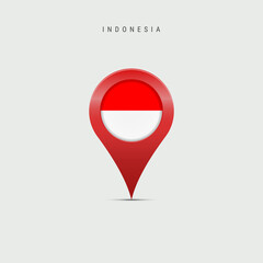 Teardrop map marker with flag of Indonesia. Vector illustration