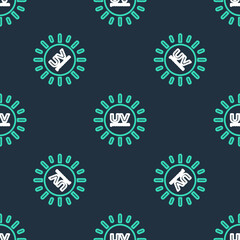 Line UV protection icon isolated seamless pattern on black background. Ultra violet rays radiation. SPF sun sign. Vector