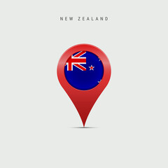 Teardrop map marker with flag of New Zealand. Vector illustration