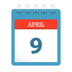 April 9 - Calendar Icon - Calendar template