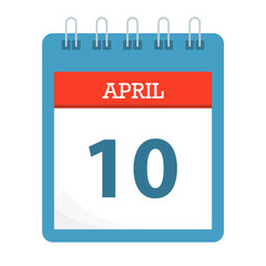 April 10 - Calendar Icon - Calendar template