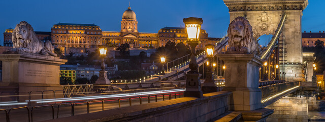 Chain bridge at night