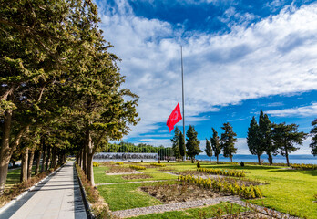 Fototapeta premium The Canakkale Martyrs Memorial is a war memorial commemorating the service of about Turkish soldiers who participated at the Battle of Gallipoli.