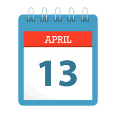 April 13 - Calendar Icon - Calendar template