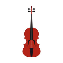 Music violin vector illustration instrument with string. Musical classical fiddle orchestra icon isolated white. Classic viola bow acoustic. Brown violin silhouette stringed wooden equipment image - obrazy, fototapety, plakaty