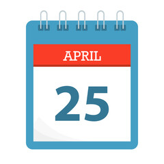 Fototapeta premium April 25 - Calendar Icon - Calendar template