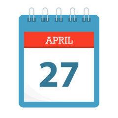 Fototapeta premium April 27 - Calendar Icon - Calendar template