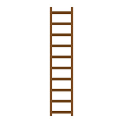 Wooden ladder with step construction staircase vector illustration. Wood tool equipment brown ladder icon climbing object. Hight wall stepladder vertical instrument. Simplicity carpenter stairway icon