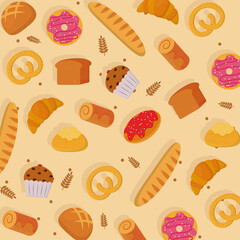 Bakery icon set background