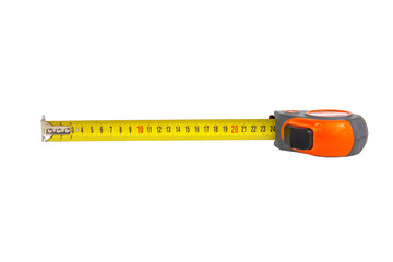 Tape measuring building tool isolated on the white background