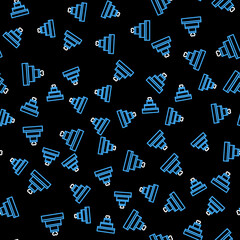 Line Wedding cake with heart icon isolated seamless pattern on black background. Valentines day symbol. Vector