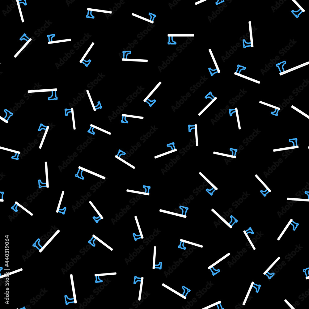 Poster line medieval axe icon isolated seamless pattern on black background. battle axe, executioner axe. m