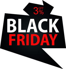 3% discount on special offer. Banner for black friday with three percent discount.