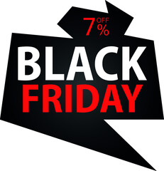 7% discount on special offer. Banner for black friday with seven percent discount.