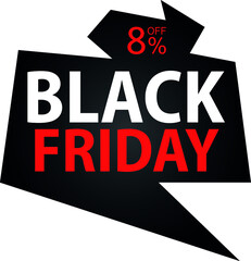 Fototapeta na wymiar 8% discount on special offer. Banner for black friday with eight percent discount.