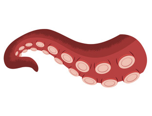 Octopus tentacle, underwater animal. Sea squid vector cartoon icon. Spooky marine monster arm on white background