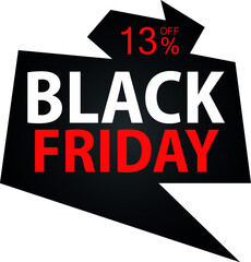 Fototapeta na wymiar 13% Discount on Special Offer. Banner for Black Friday With Thirteen Percent Discount.