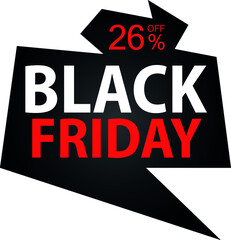 Fototapeta na wymiar 26% Discount on Special Offer. Banner for Black Friday With Twenty-six Percent Discount.