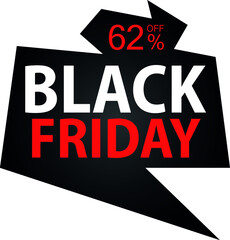 62% Discount on Special Offer. Banner for Black Friday With Sixty-two Percent Discount.