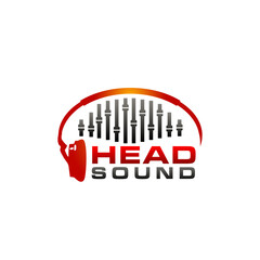 Creative head sound music logo design.