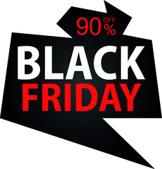 90% discount on special offer. Banner for black friday with ninety percent discount.