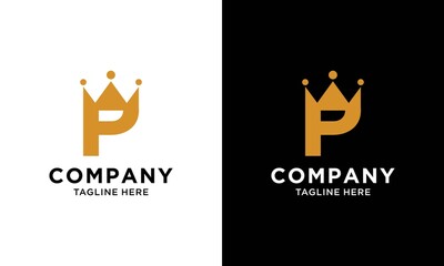 Letter P royal crown and luxury design template elements. Elegant emblem logo icon vector design. Creative badge design with corporate and business king crown. Queen symbol.